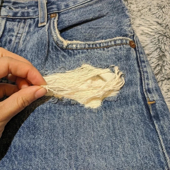 Agolde Blue Jeans Jamie Classic High Rise Distressed 25 - Picture 13 of 13